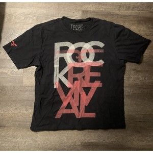 Rock Revival Large Black/Red Short Sleeve Spell Out Cotton T Shirt Made In USA